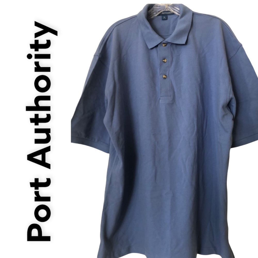 Port Authority Short Sleeve Cotton Golf Polo Shirt Blue Xl